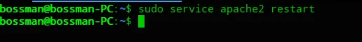 Terminal output of restarting apache2